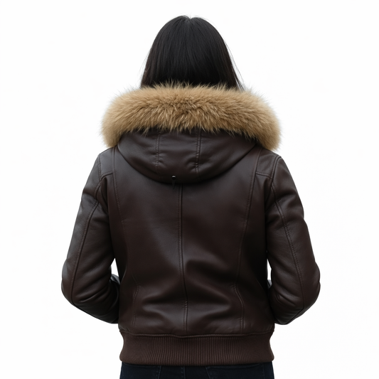 Women Fur Dark Brown Jacket