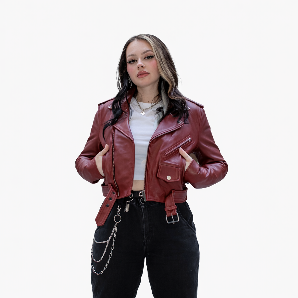 Women Red Leather Jacket
