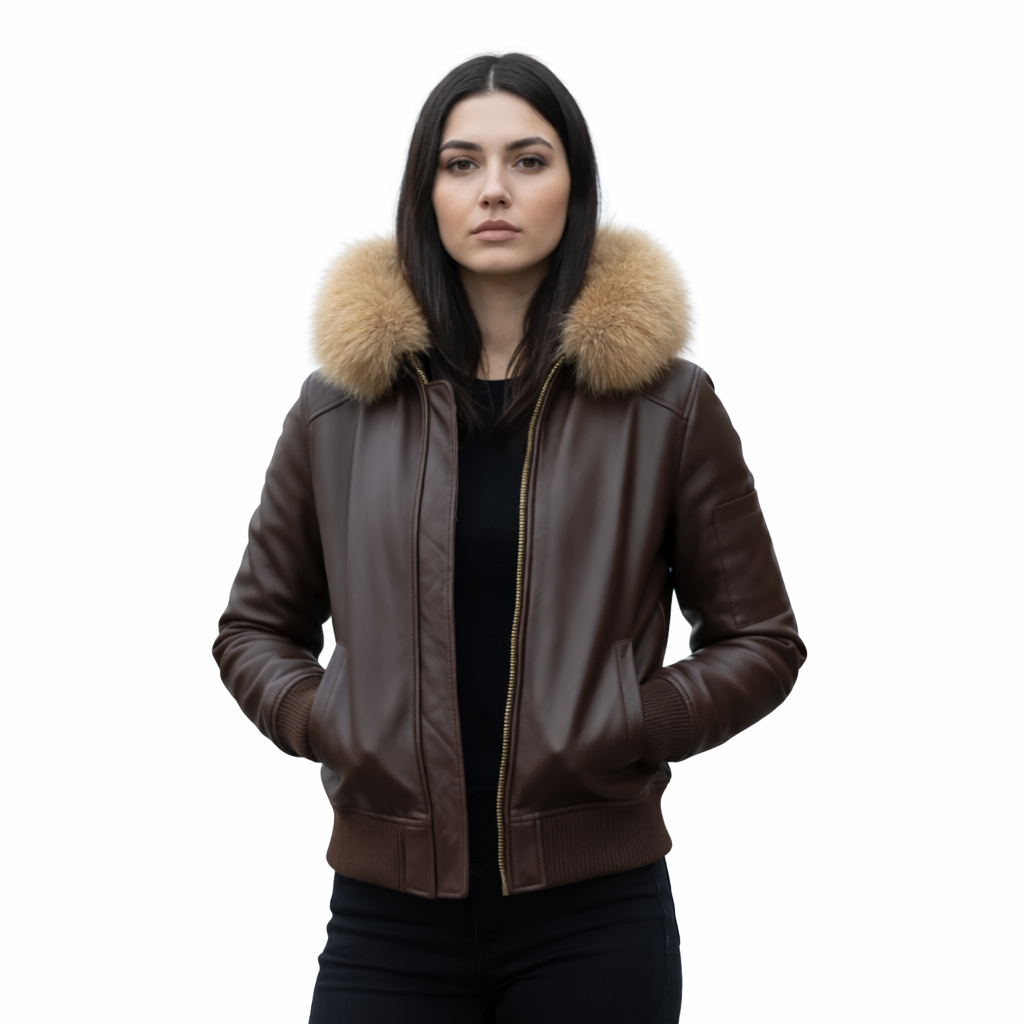 Women Fur Dark Brown Jacket