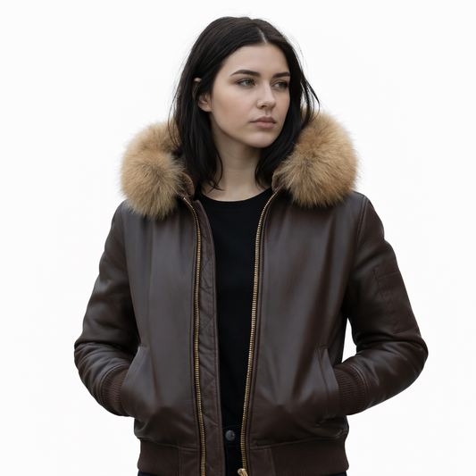 Women Fur Dark Brown Jacket