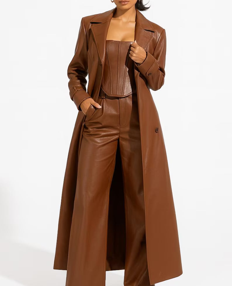 Women Brown Full Suit